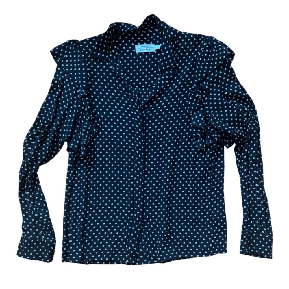 & Other Stories Black Floral Dot Top Sz 6